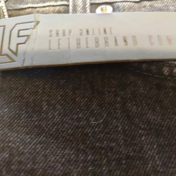 LF The Brand Black Denim Mini Skirt 24 White Tracker Front Zip New MSRP $248 - Picture 11 of 12